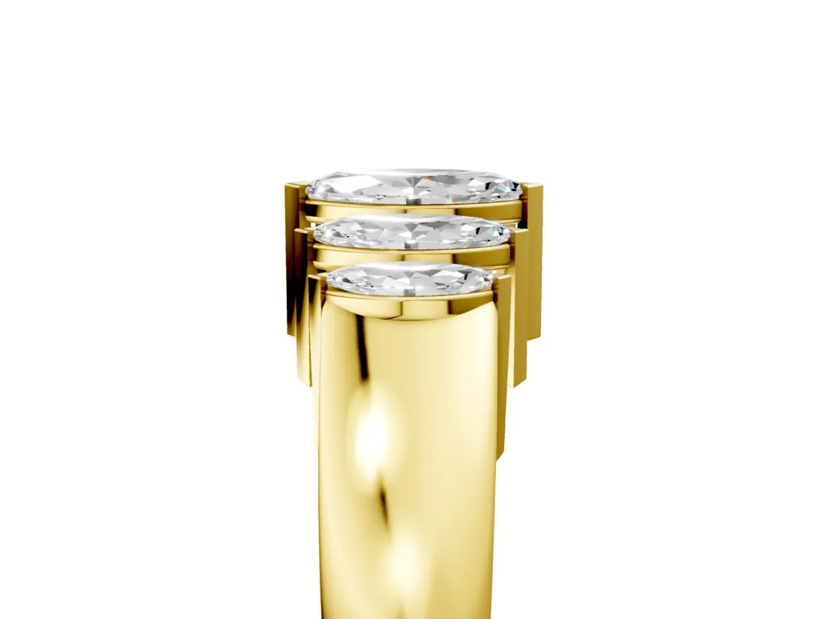 Five-Stone Marquise Diamond Bar Set White Gold Band Yellow gold