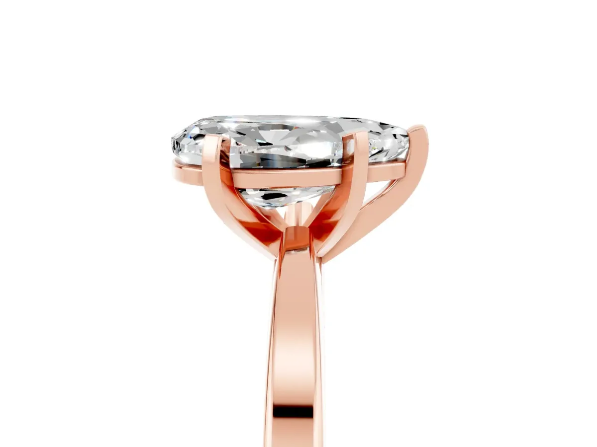 Pear Cut Moissanite Solitaire Engagement Ring with Classic Band and Four-Prong Setting Rose gold