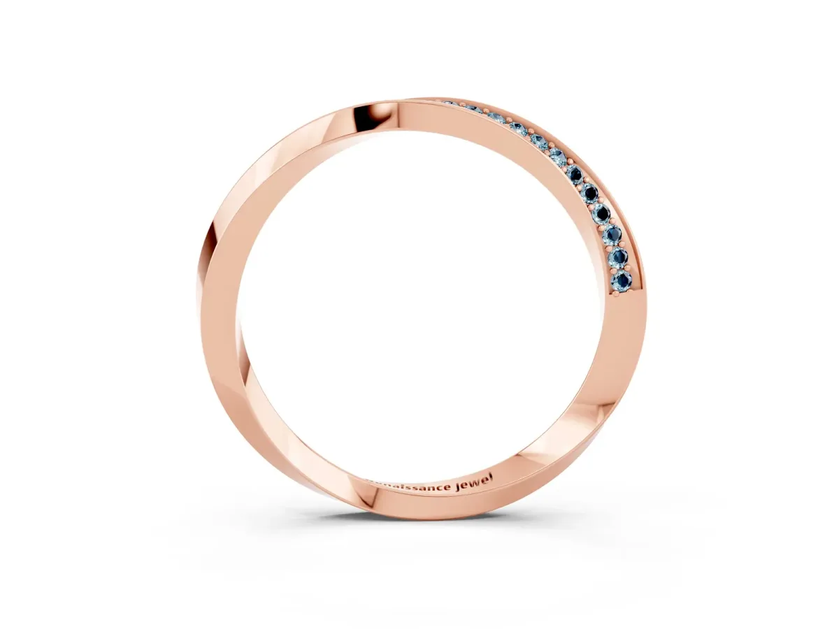 Pavé Round Aquamarine Twist Band Rose gold