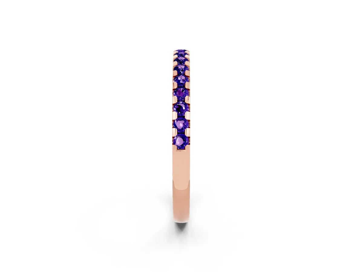 Round Tanzanite Pavé Set Eternity Band with Micro Prong Setting Rose gold