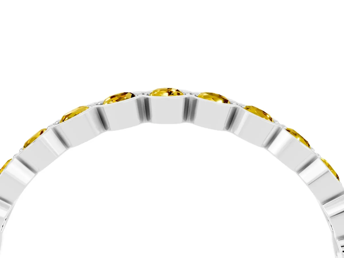 Round Yellow Sapphire Bezel Set Eternity Band Silver