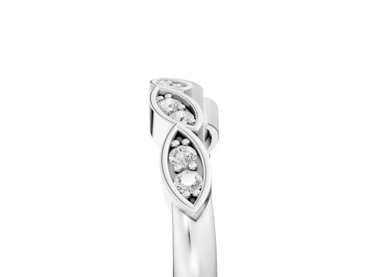 Marquise Diamond Leaf Eternity Band with Bezel Setting Platinum