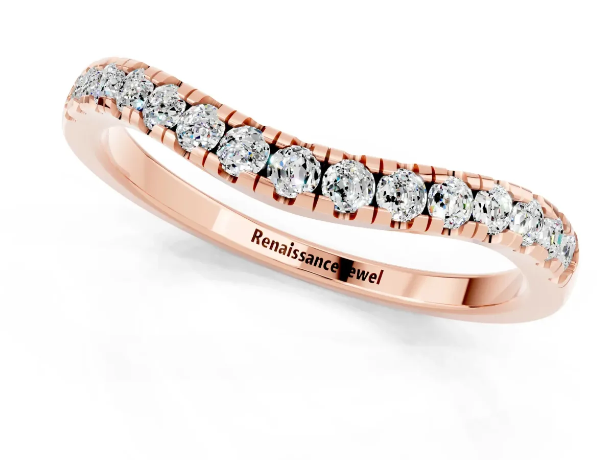 Moissanite Pavé Curved Wedding Band Rose gold
