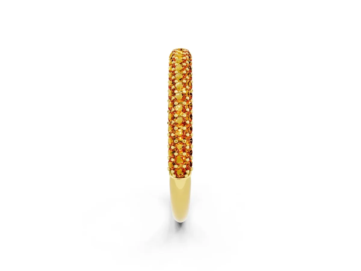 Round Citrine Pavé Eternity Band with Shared Prong Setting Yellow gold