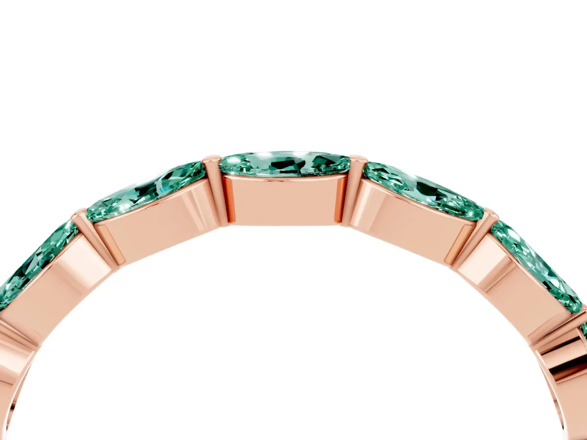 Marquise Green Sapphire Half Eternity Band with Prong Setting Rose gold