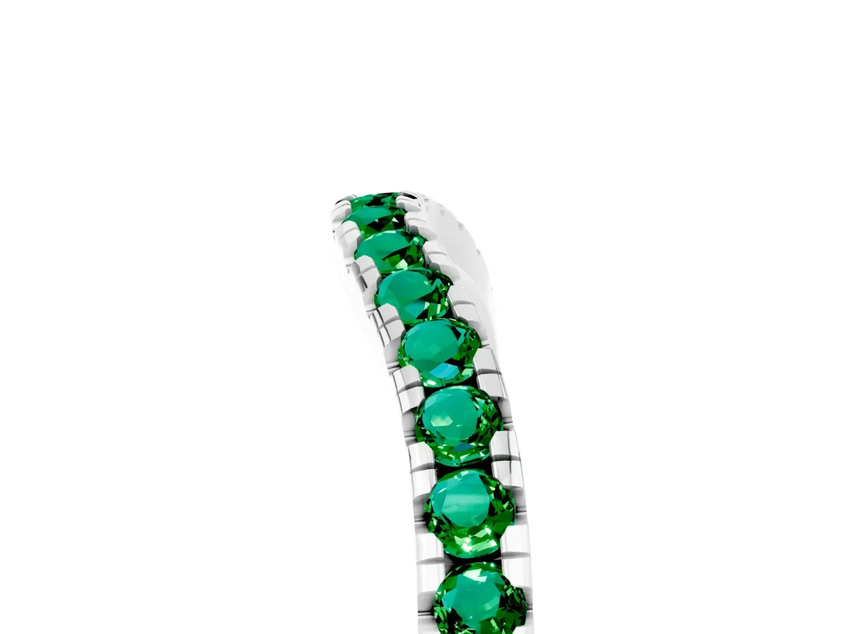 Emerald Pavé Curved Wedding Band Platinum