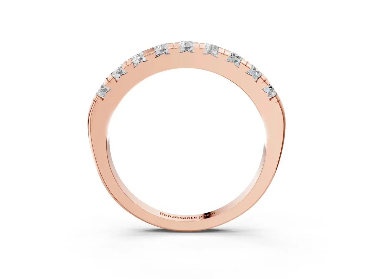 Round Diamond Half-Eternity Prong Set Band Rose gold