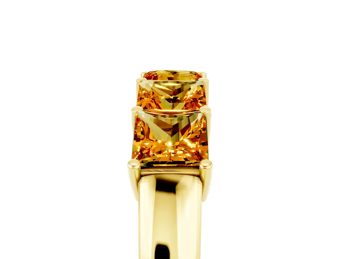 Princess Cut Five-Stone Citrine Band with Prong Setting Yellow gold
