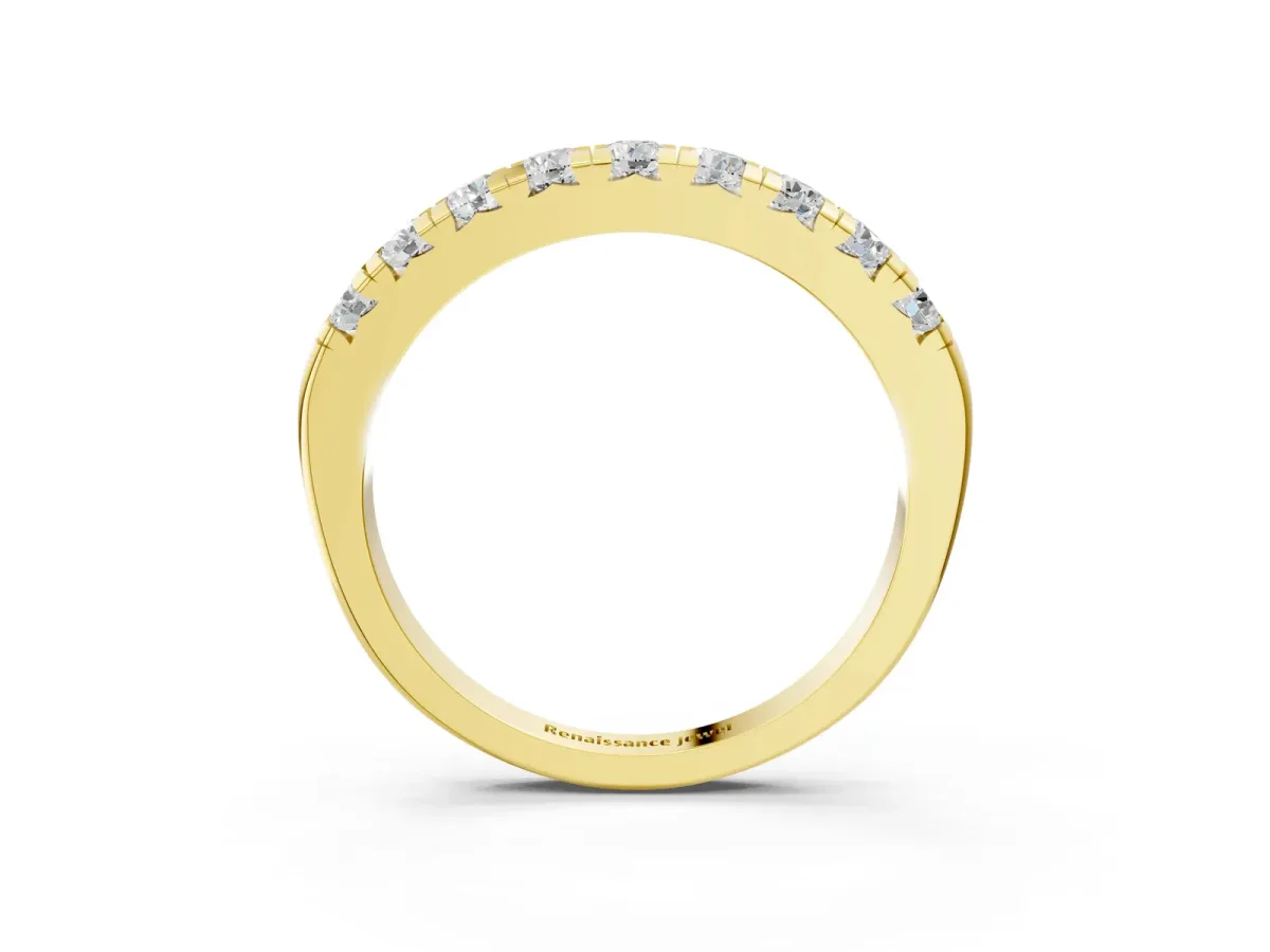 Round Diamond Half-Eternity Prong Set Band Yellow gold