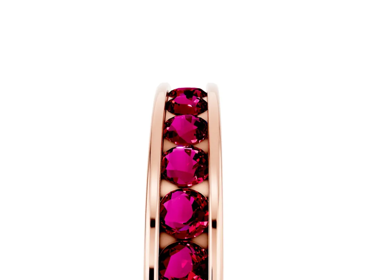 Channel Set Round Garnet Eternity Band Rose gold
