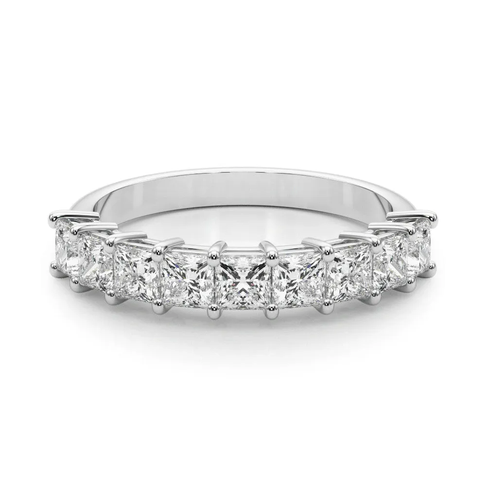 Princess Cut Diamond Prong Set Eternity Band White gold