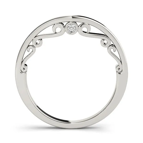 Curved Solitaire Round Bezel Contour Band White gold