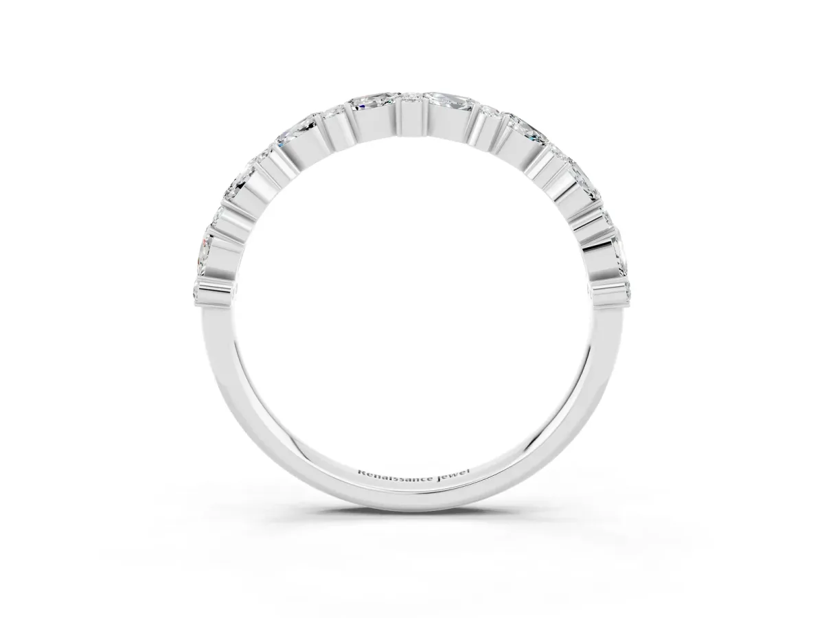 Pear and Round Moissanite Wedding Band White gold