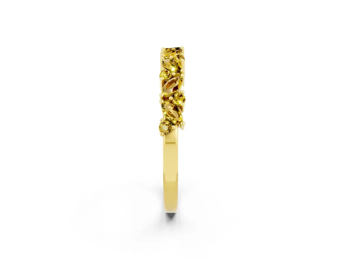 Marquise and Round Yellow Sapphire Vine Eternity Band with Prong Setting Yellow gold