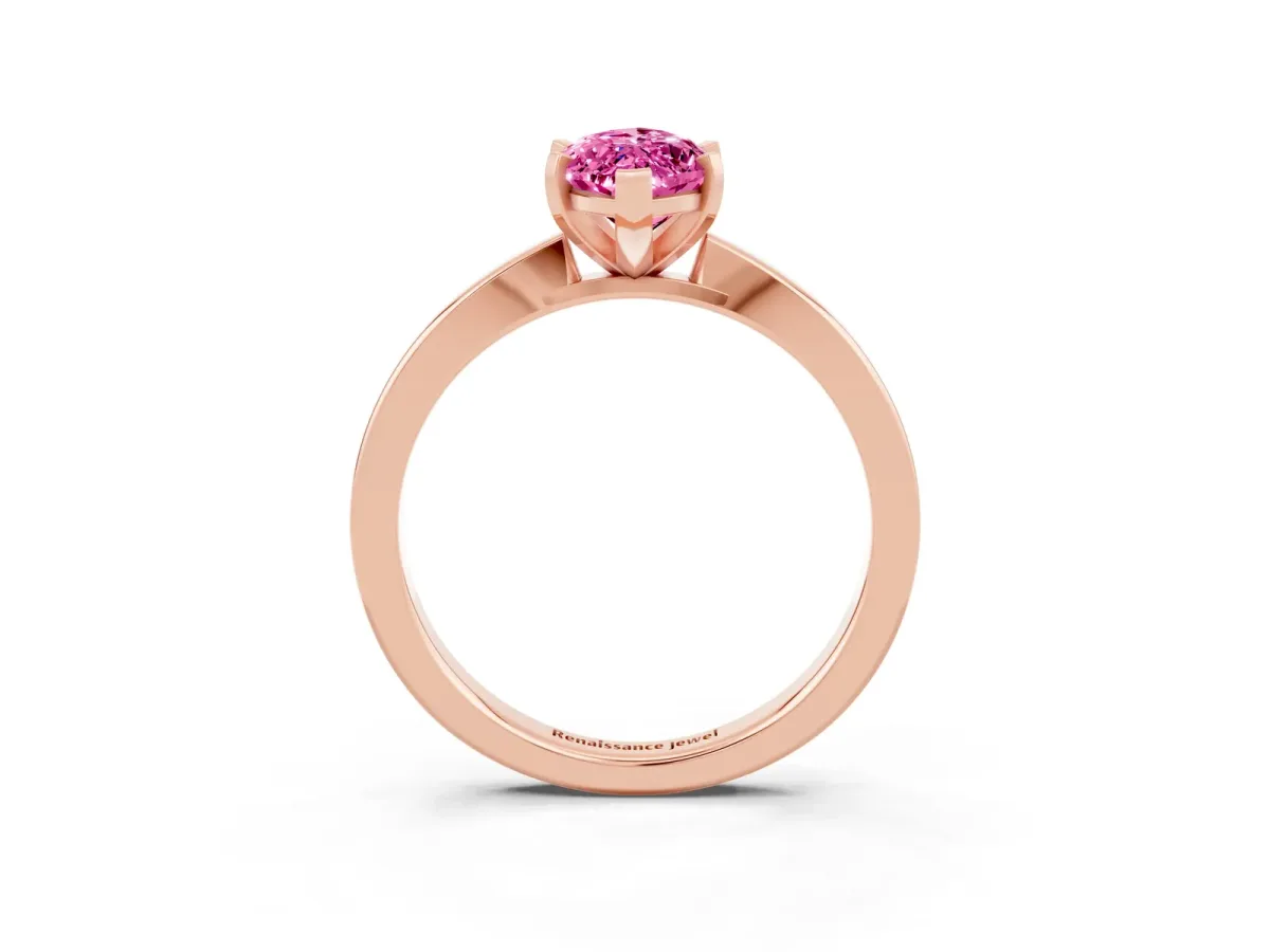 Marquise Cut Pink Sapphire Solitaire Engagement Ring with Classic Band and Four-Prong Setting Rose gold