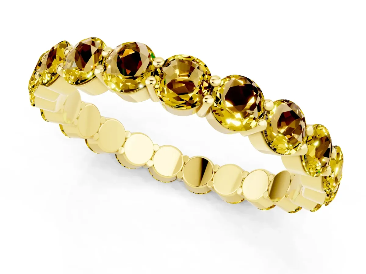 Round Yellow Sapphire Eternity Band with U-Prong Setting Yellow gold