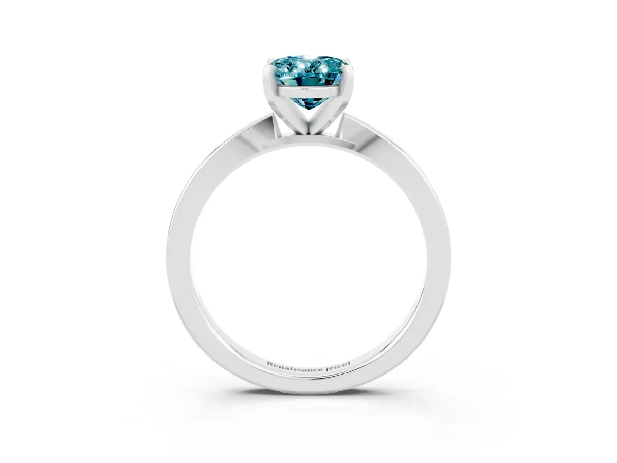 Oval Cut Blue Topaz Solitaire Engagement Ring with Classic Band and Four-Prong Setting Silver