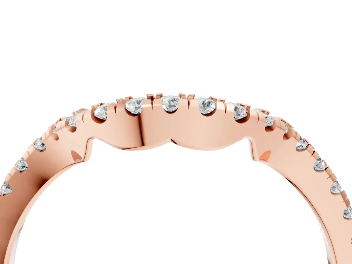 Round Diamond Pavé-Set Contoured Wedding Band Rose gold