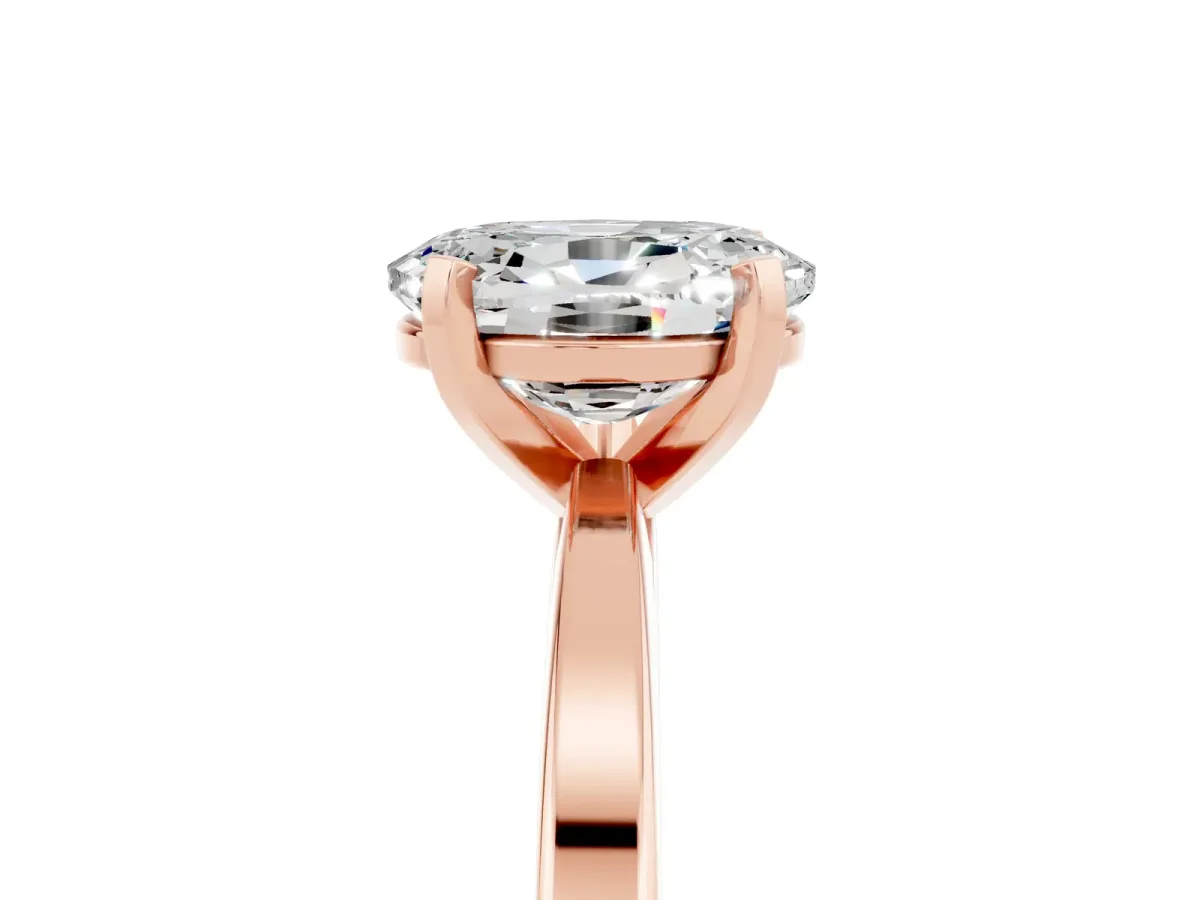 Oval Cut Moissanite Solitaire Engagement Ring with Classic Band and Four-Prong Setting Rose gold