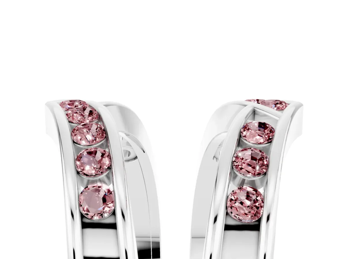 Round Morganite Channel-Set Chevron Band Silver
