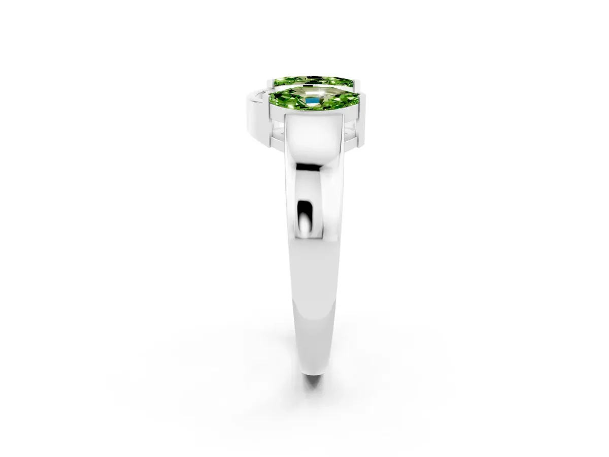 Marquise Peridot Open Band Ring with Tension Setting Silver