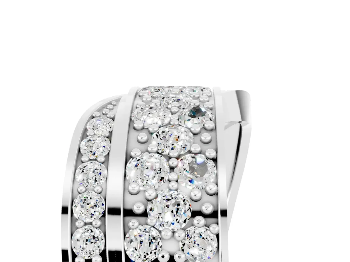 Pavé Round Moissanite Crossover Band with Bead Prong Setting Platinum