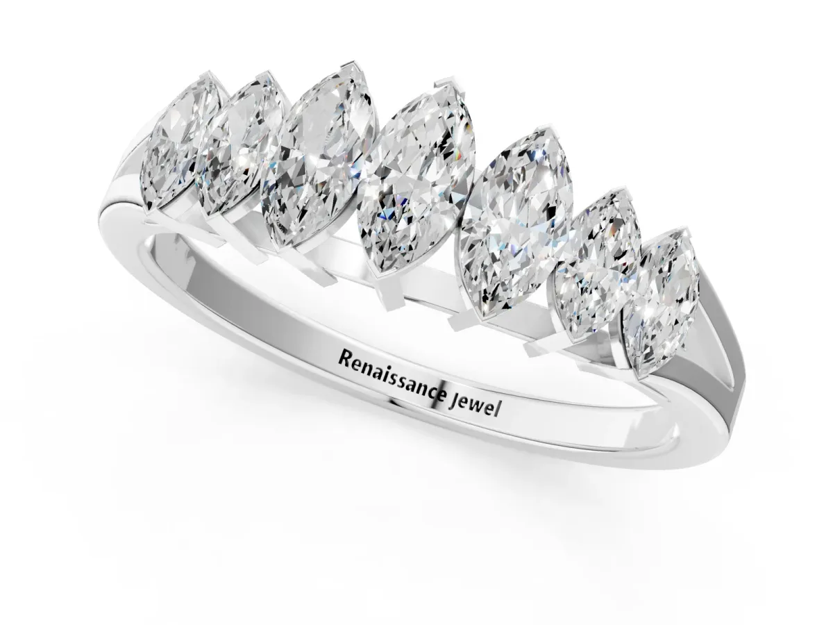 Marquise Diamond Prong-Set Half-Eternity Band White gold