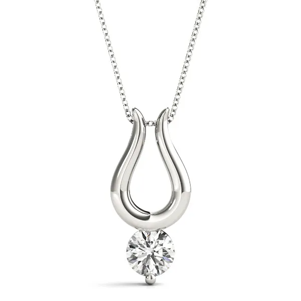 Round Solitaire Bezel Set Pendant White gold