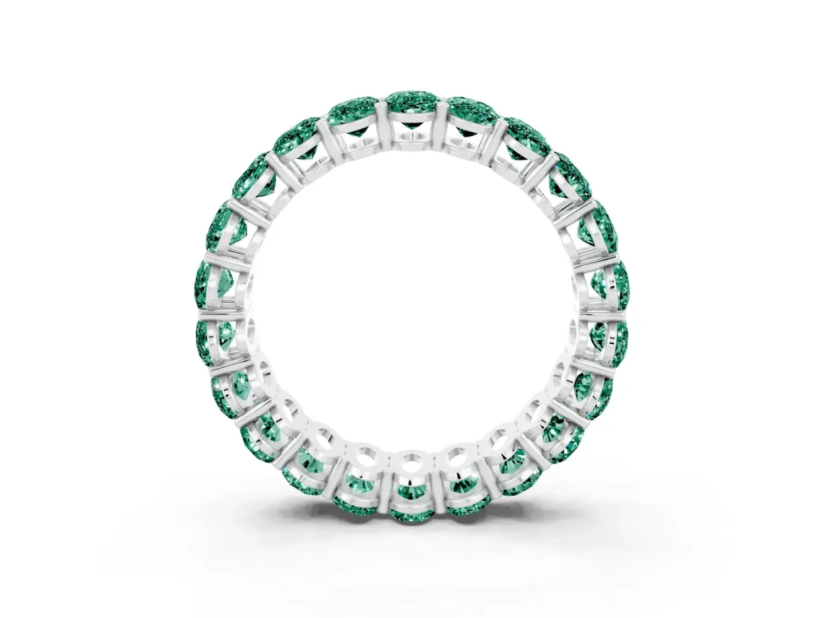 Oval Cut Green Sapphire Eternity Band with Shared Prong Setting White gold