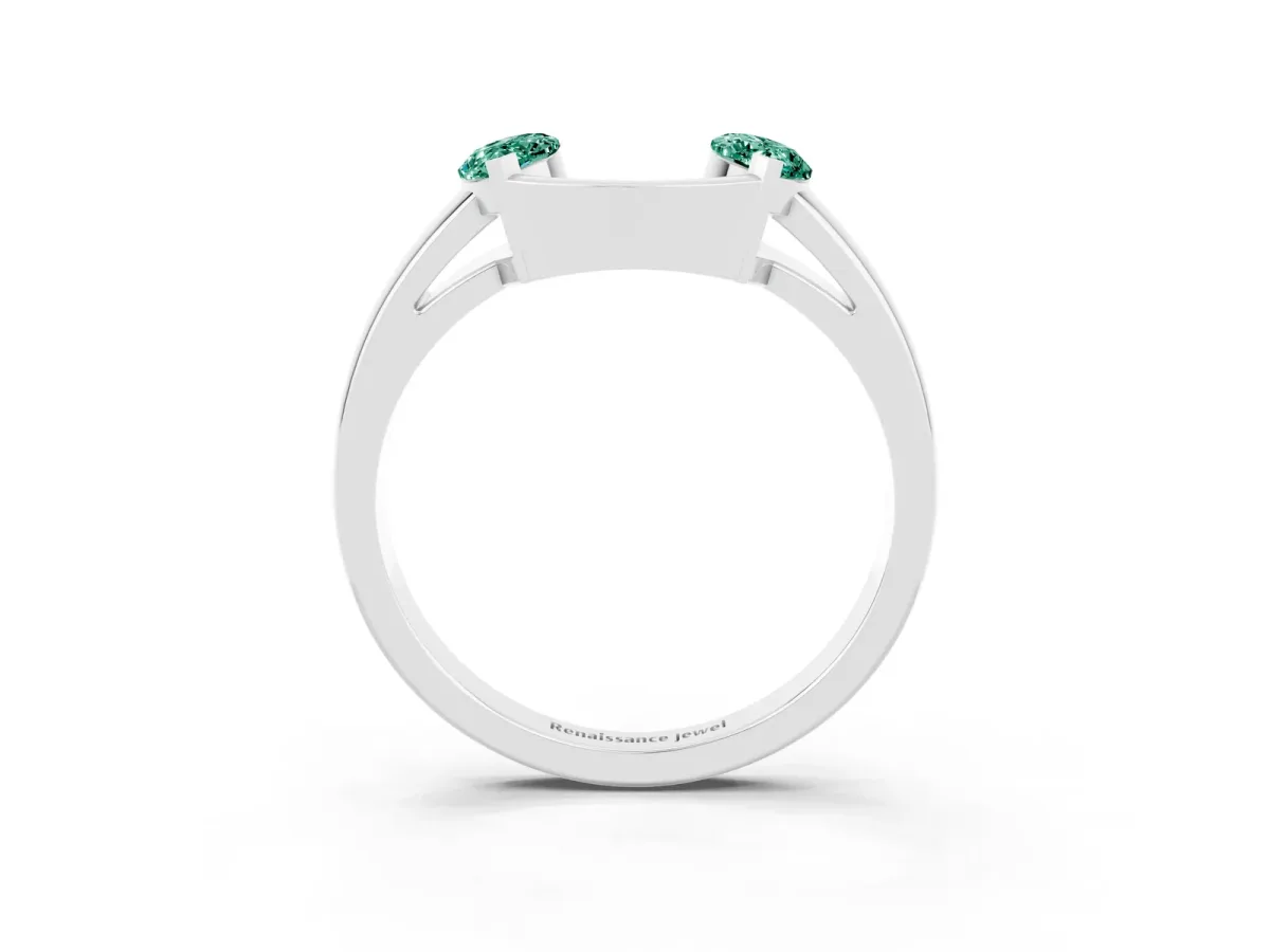 Marquise Green Sapphire Open Band Ring with Tension Setting Silver