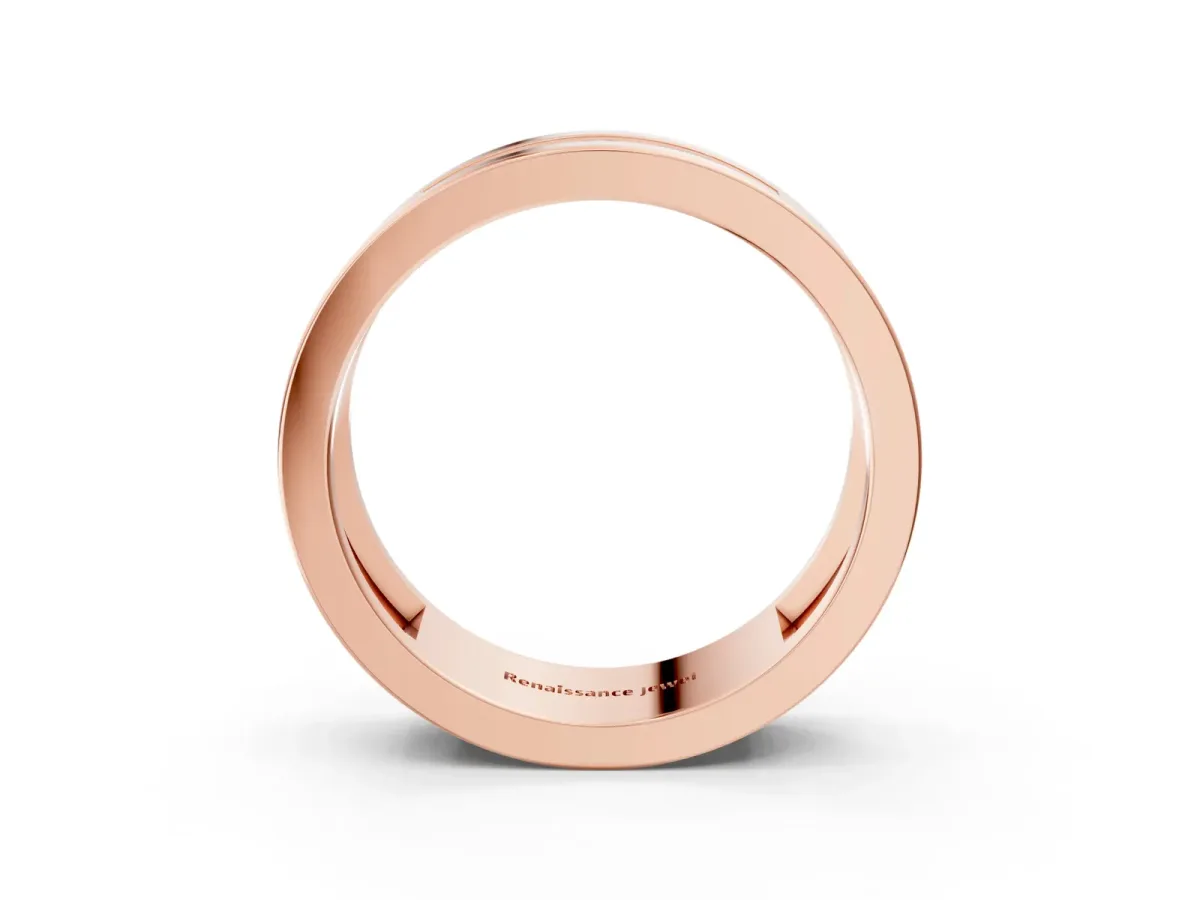 Round Diamond Five-Stone Channel Set Mens Band Rose gold