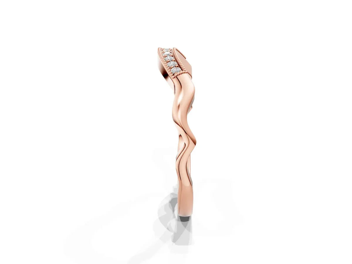 Milgrain Curved Diamond Pavé Band with Round Stones Rose gold