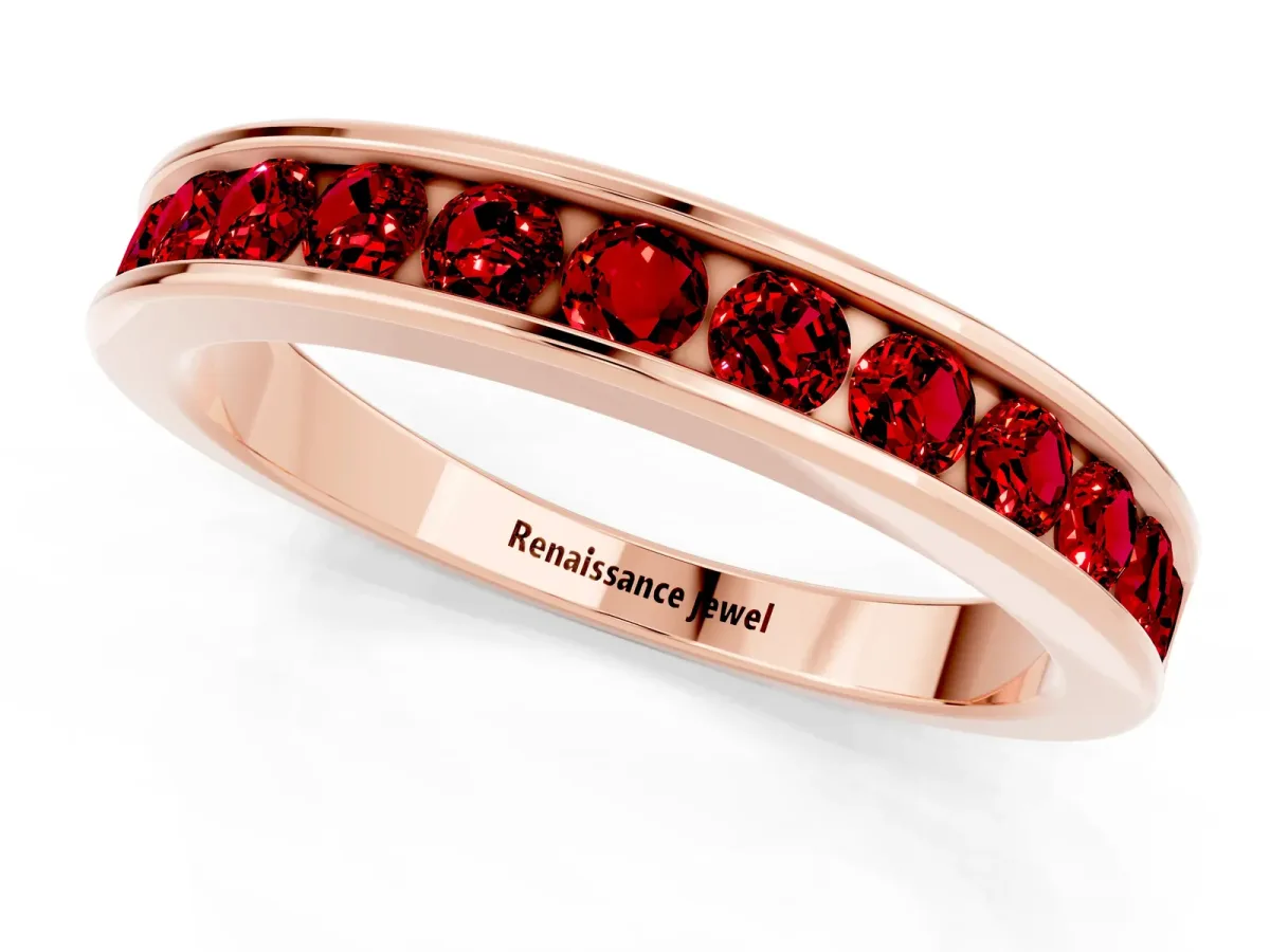 Channel Set Round Ruby Eternity Band Rose gold