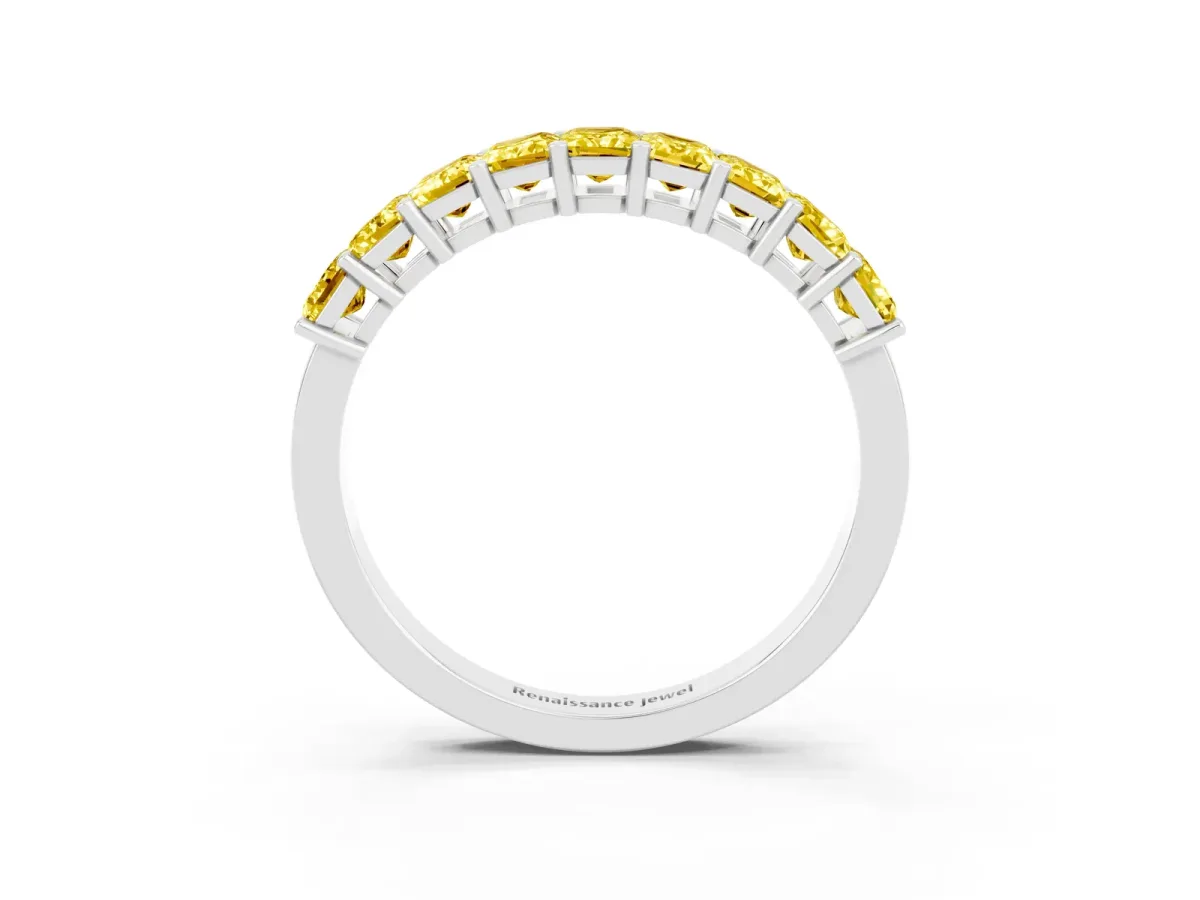 Emerald Cut Yellow Sapphire Prong-Set Eternity Band White gold
