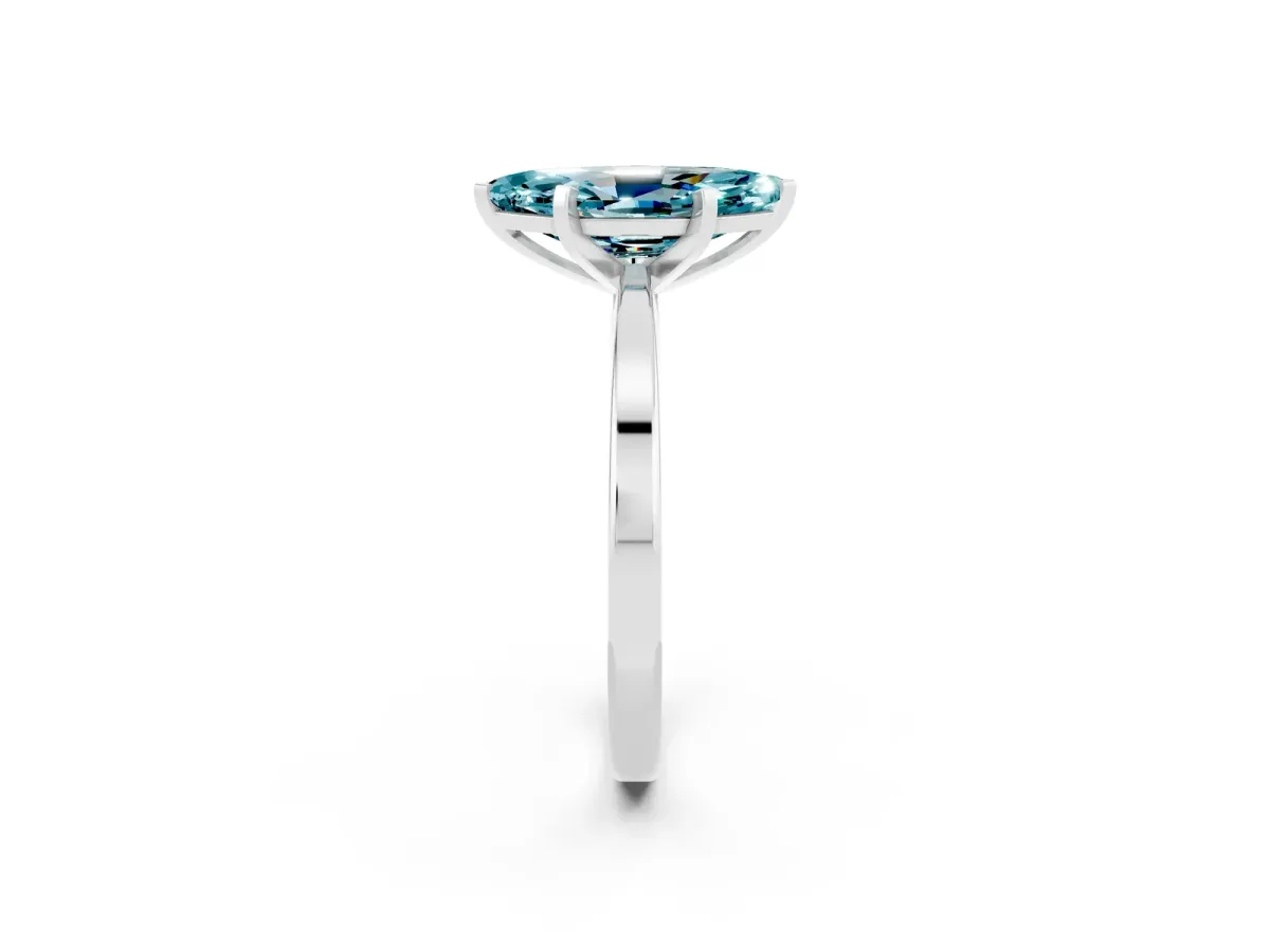 Marquise Cut Blue Topaz Solitaire Engagement Ring with Classic Band and Four-Prong Setting Silver