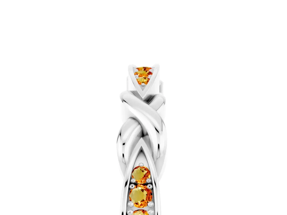 Twisted Marquise Citrine Pavé Band with Shared Prong Setting Silver