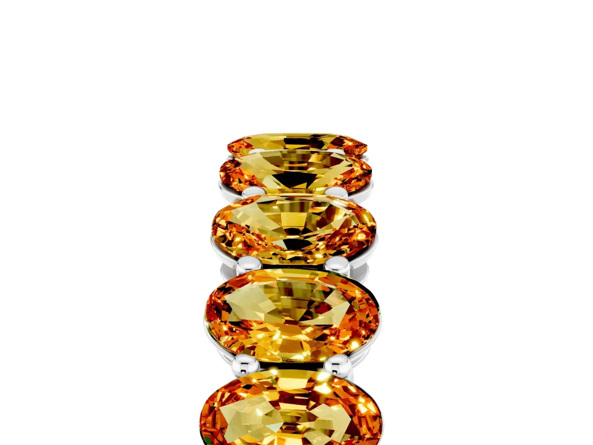 Oval Cut Citrine Eternity Band with Shared Prong Setting Platinum