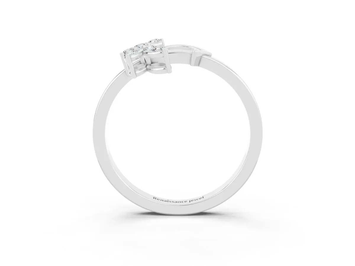 Marquise Moissanite Cluster Bypass Ring with Prong Setting Platinum