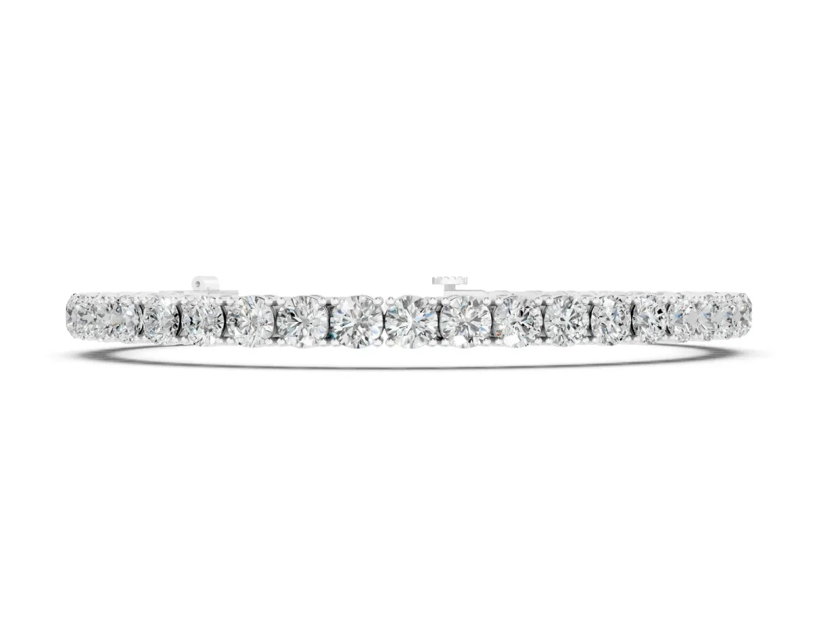 Round Brilliant Diamond Tennis Bracelet with Prong Setting Silver
