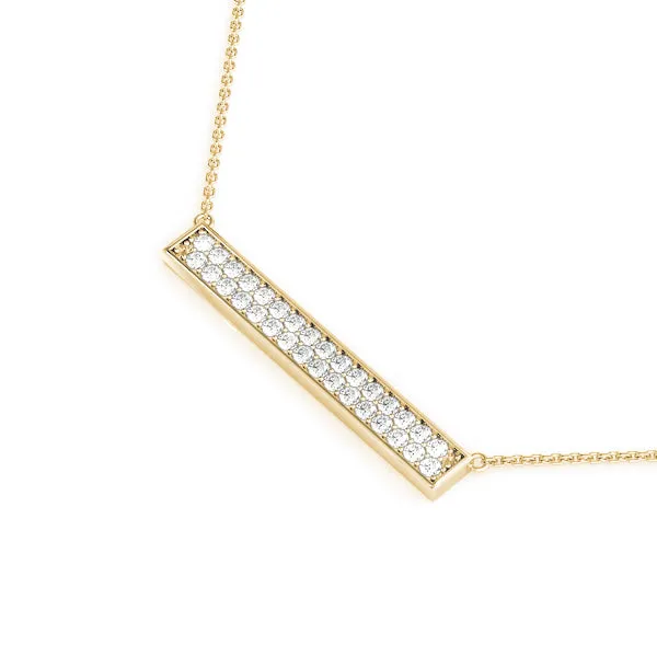 Pavé Round Diamond Bar Necklace Yellow gold