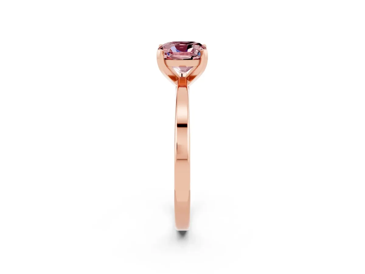 Cushion Cut Morganite Solitaire Engagement Ring with Classic Band and Four-Prong Setting Rose gold