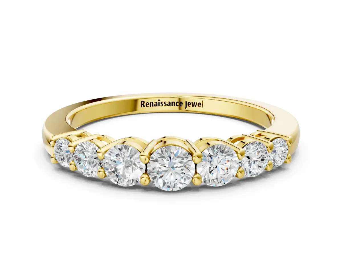 Round Diamond Prong-Set Half-Eternity Band Yellow gold