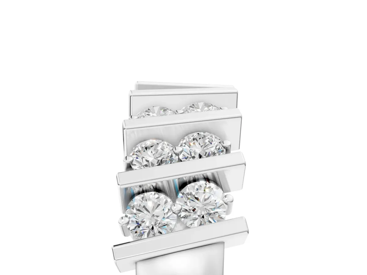 Channel Set Round Diamond Anniversary Band with Vertical Prongs Platinum