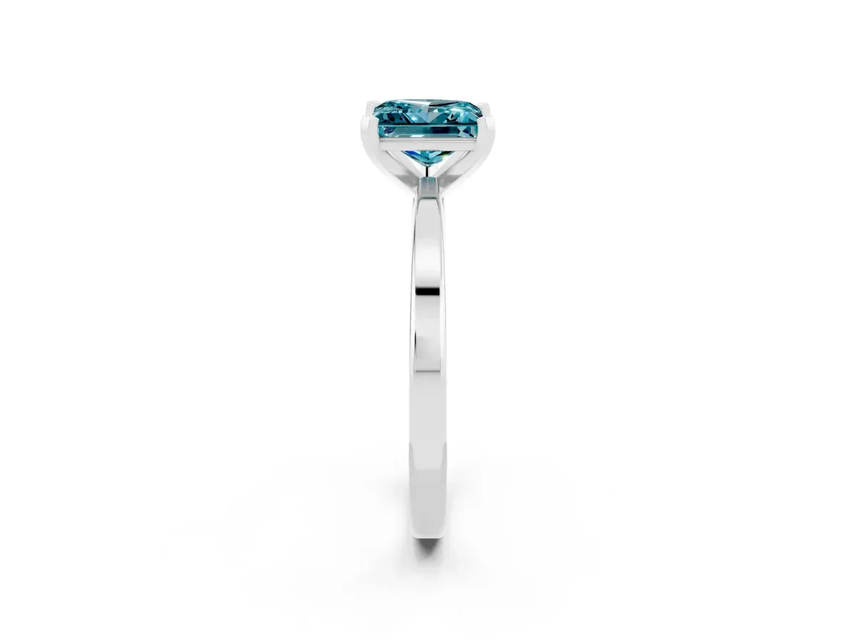 Princess Cut Blue Topaz Solitaire Engagement Ring with Classic Band and Four-Prong Setting Silver