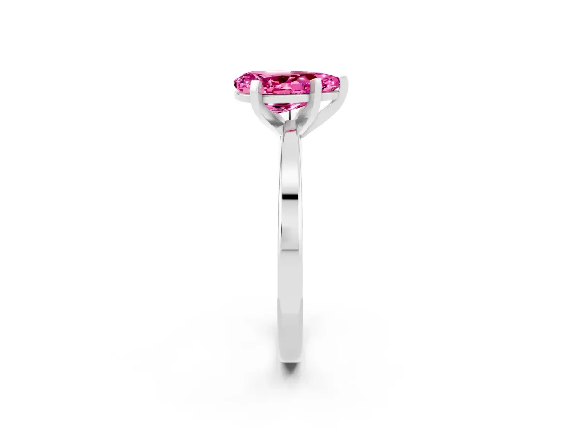 Pear Cut Pink Sapphire Solitaire Engagement Ring with Classic Band and Four-Prong Setting Platinum