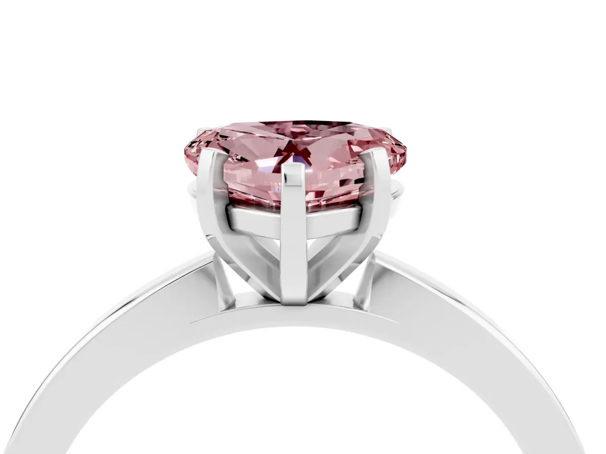 Heart Cut Morganite Solitaire Engagement Ring with Classic Band and Four-Prong Setting Platinum