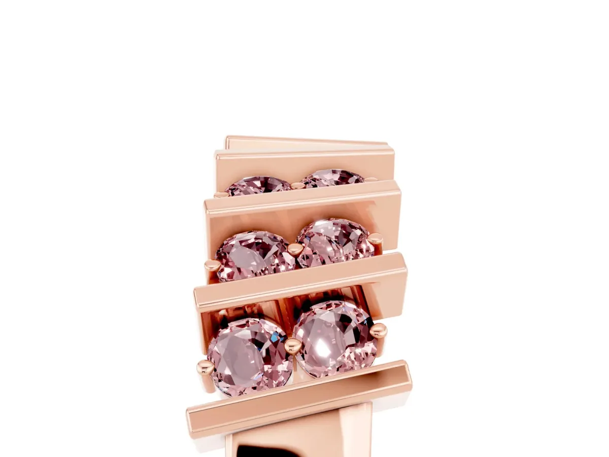 Channel Set Round Morganite Anniversary Band with Vertical Prongs Rose gold