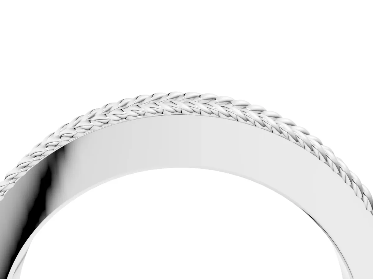 Channel Set Round Diamond Milgrain Edge Band White gold