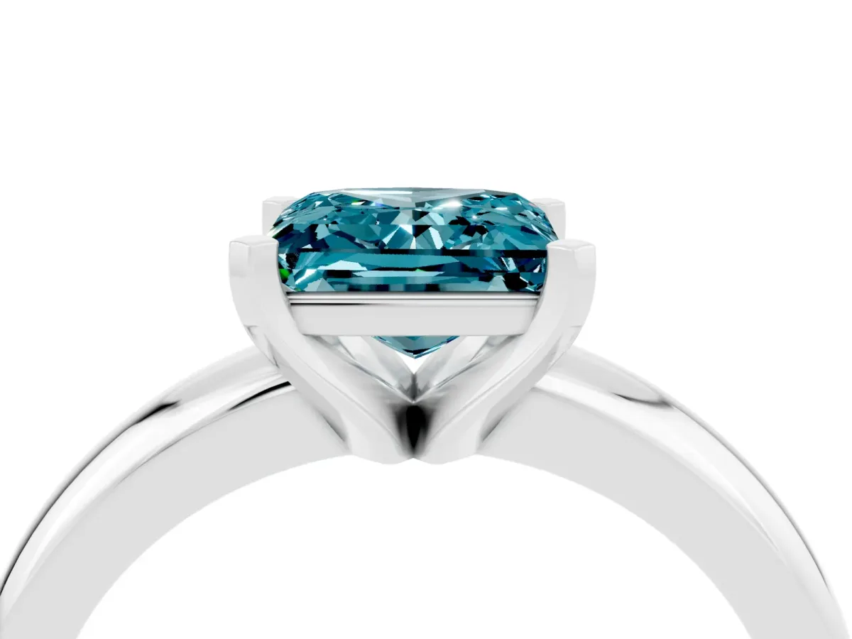 Radiant Diamond Engagement Ring with Pear and Round Side Stones Platinum