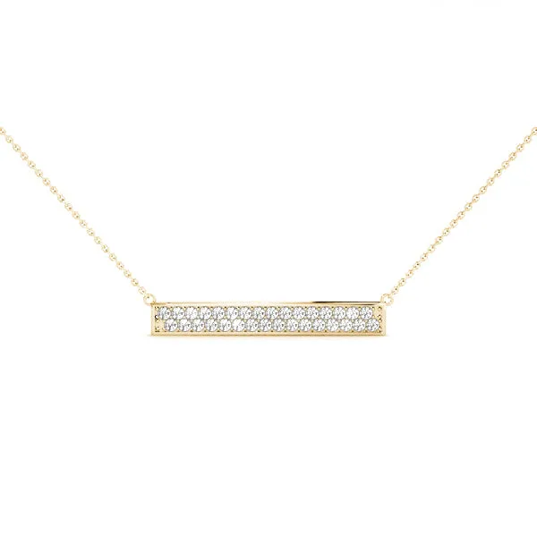 Pavé Round Diamond Bar Necklace Yellow gold
